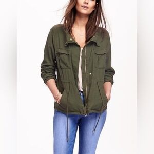 Old Navy Olive Green Linen Blend Utility Jacket M